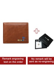 Smart Anti-lost Wallet Compatible Leather Short Credit Card Holders Male Coin Purse Genuine Leather Men Wallets Free Engraving