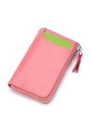 1pc Portable Leather Housekeeper Holders Car Keychain Key Holder Bag Case Unisex Purse Cover Simple Solid Color Storage Bag