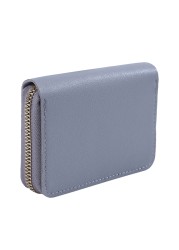 Women PU Zipper Cash ID Card Credit Card Holder Pure Color Business Card Case Name Card Holder Card Holder