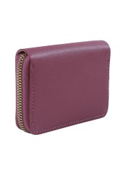 Women PU Zipper Cash ID Card Credit Card Holder Pure Color Business Card Case Name Card Holder Card Holder