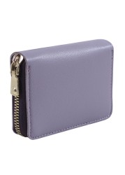 Women PU Zipper Cash ID Card Credit Card Holder Pure Color Business Card Case Name Card Holder Card Holder