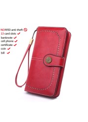 High Quality Women Wallet RFID Anti-theft Leather Wallets For Woman Long Zipper Large Ladies Clutch Bag Female Purse Card Holder