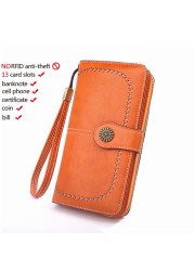 High Quality Women Wallet RFID Anti-theft Leather Wallets For Woman Long Zipper Large Ladies Clutch Bag Female Purse Card Holder