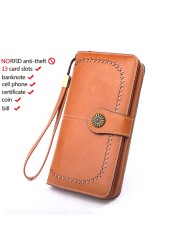 High Quality Women Wallet RFID Anti-theft Leather Wallets For Woman Long Zipper Large Ladies Clutch Bag Female Purse Card Holder