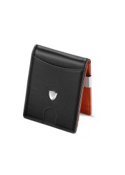 DIENQI Carbon Fiber Men Wallets Card Holder Rfid Money Bag Short Bi-fold Leather Small Size Wallet Male Wallet Smart Walet Black