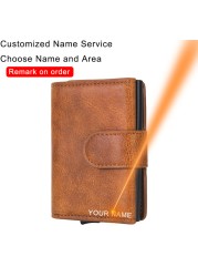 Leather Rfid Macsafe Card Holder Men Wallets Anti-theft Slim Thin Coin Pocket Smart Wallets Pop Up Male Purse Money Bags Vallet