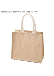 Durable Jute Shopping Bag Large Capacity Reusable Women Girls Travel Beach Bag Portable Bag Storage Organizer Handbag