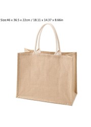 Durable Jute Shopping Bag Large Capacity Reusable Women Girls Travel Beach Bag Portable Bag Storage Organizer Handbag