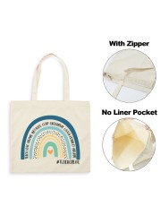 Best Teacher Ever Rainbow Women Canvas Shopping Bag Teacher Life Reusable Aesthetic Eco Tote Shoulder Bags Storage Travel Gift Bag