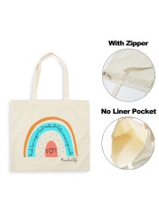 Best Teacher Ever Rainbow Women Canvas Shopping Bag Teacher Life Reusable Aesthetic Eco Tote Shoulder Bags Storage Travel Gift Bag