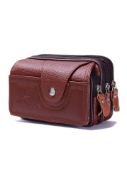 Pu Vintage Waist Pack Multifunction Phone Coin Waist Bag Vintage Unisex Belt Outdoor Small Purse Men Women