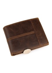 GENODERN Patchwork Pattern Cowhide Male Wallet Small Wallet for Men Genuine Leather Wallets Brown Male Purses Men Wallets