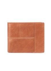 GENODERN Patchwork Pattern Cowhide Male Wallet Small Wallet for Men Genuine Leather Wallets Brown Male Purses Men Wallets