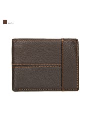 GENODERN Patchwork Pattern Cowhide Male Wallet Small Wallet for Men Genuine Leather Wallets Brown Male Purses Men Wallets
