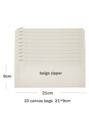 10pcs Empty Canvas Bags Cosmetic Zipper Bags Empty Pencil Bags DIY Pouches Craft Pencil Case Coin Customized Canvas Bag