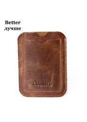 GUBINTU Genuine Leather Card Wallet Simple Design ID Card Holder Traffic Card Pocket Classic High Quality Brand Male Wallet