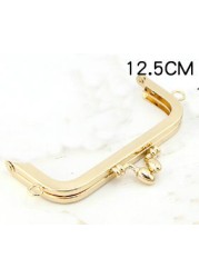 Delicate Head Buds No Screw Hole Purse Frame 10/12.5/15/18/20cm Golden DIY Handmade Kiss Lock Bag Coin Purse