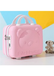 14 Inch Rilakkuma Storage Box Makeup Box Mini Portable Suitcase With Password Lock Small Luggage Make Up Storage Case