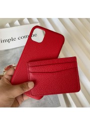 New Custom Gift Set Genuine Pebbled Leather Mobile Phone Case for 12 13 Pro Max Matched Circle/Heart Key Chain Card Holder