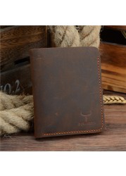 COWATHER Crazy Horse Leather Men Wallets Vintage Genuine Leather Wallet for Men Cowboy Top Leather Thin to Put Free Shipping