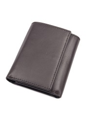 GENODERN Short Tri-fold Men's Wallet with Multi Card Holder Fashion Men's Wallet RFID Blocking Wallet Anti-scanning Leather Wallet