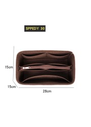 Felt Insert Bag Fit For Speedy 16 20 25 30 35 Women Bag Female Organizer For Cosmetic Pocket Mirror Keep Shape Improve Inner Space