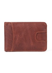 GENODERN Casual Small Wallet for Men Genuine Leather Male Slim Short Wallets Small Wallet with Card Holder Pocket Wallets