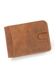 GENODERN Casual Small Wallet for Men Genuine Leather Male Slim Short Wallets Small Wallet with Card Holder Pocket Wallets