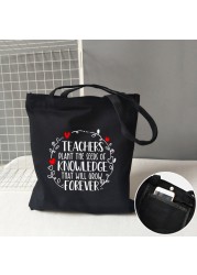 Teacher life rainbow small cotton bag teacher canvas bag graduation gifts tote big teachers appreciation or year-end gift