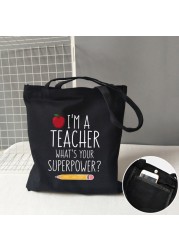 Teacher life rainbow small cotton bag teacher canvas bag graduation gifts tote big teachers appreciation or year-end gift