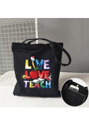 Teacher life rainbow small cotton bag teacher canvas bag graduation gifts tote big teachers appreciation or year-end gift