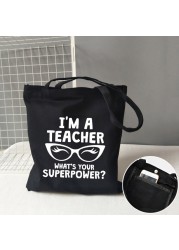 Teacher life rainbow small cotton bag teacher canvas bag graduation gifts tote big teachers appreciation or year-end gift