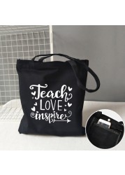 Teacher life rainbow small cotton bag teacher canvas bag graduation gifts tote big teachers appreciation or year-end gift