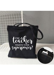 Teacher life rainbow small cotton bag teacher canvas bag graduation gifts tote big teachers appreciation or year-end gift