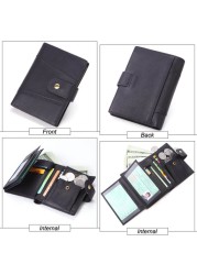 Super wallet men trifold genuine leather small wallet for men top quality male wallet zipper coin card holder men rfid wallet