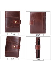 Super wallet men trifold genuine leather small wallet for men top quality male wallet zipper coin card holder men rfid wallet