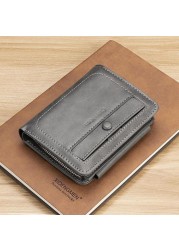 Men Short Wallet Trifold Cartera Piquina Coin Purse Zipper Clutch Bag Men Genuine Leather Wallets Classic Style