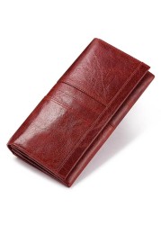 Genuine Leather Women Wallet Lady Clutch Wallets Female Coin Purse Portomonee Clasp Phone Bag Passport Card Holder for Women