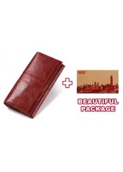 Genuine Leather Women Wallet Lady Clutch Wallets Female Coin Purse Portomonee Clasp Phone Bag Passport Card Holder for Women