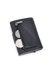 DIENQI - Leather & Leather Business Card Holder for Men with Rfid Lock, Pocket Case, Smart Wallet