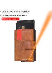 DIENQI - Leather & Leather Business Card Holder for Men with Rfid Lock, Pocket Case, Smart Wallet