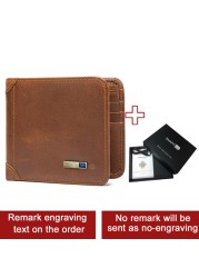 Smart Anti-lost Wallets Bluetooth Compatible Tracker Genuine Leather Men Wallet Card Holder Short Wallet Thin Free Emboss
