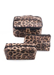 Leopard Print Cosmetic Storage Bag Women Waterproof Wash Bag Travel Essentials Makeup Organizer Toiletry Bag