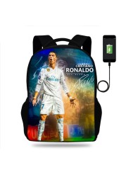 Cristiano Ronaldo - Multifunctional Backpack for Men and Women, Laptop Backpack with USB, School Travel Bag for Teenagers