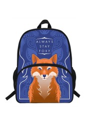 16 Inch Fox Print Backpack Teenagers Kids Student School Bag Laptop Bag Travel Shoulder Bag