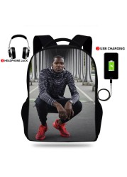 High Quality Durant Print USB Charging Backpack Boys/Girls Travel Bag For Teenagers Student School Bag