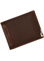 Multifunction Small Wallet Men Leather Wallets Iron Credit Card Holders PU Money Bag Vintage Leather Wallet Male