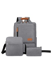 Men's 3-Sets Large Capacity Business Laptop Backpack Teenagers Schoolbags Travel Sports Casual School Bags Pack For Male Female