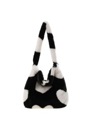 Retro Leopard Print Bags for Women 2021 Soft Plush Female Shoulder Bags Large Capacity Travel Backpack Winter Warm Fluffy Handbags