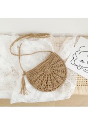 Summer straw bags for women 2021 tassel handmade beach bags raffia rattan woven handbags female holiday crossbody bags clutch